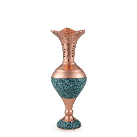 Perzsa türkiz, áttört mintás váza 37 cm