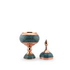 Perzsa türkiz talpas cukortartó tetővel 24 cm