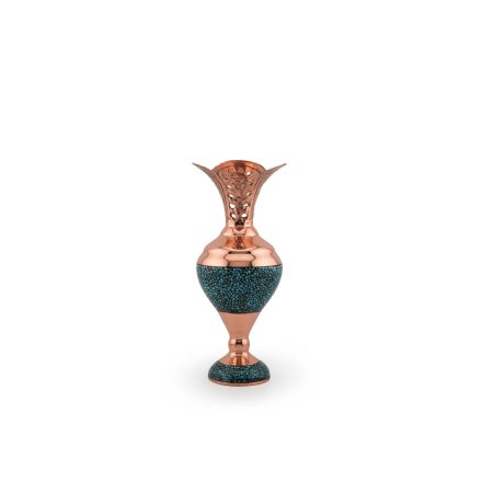 Perzsa türkiz, áttört mintás váza 16 cm