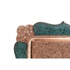 Perzsa türkiz, négyzet alakú réz tálca 