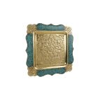 Perzsa türkiz, négyzet alakú bronz tálca 