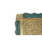 Perzsa türkiz, négyzet alakú bronz tálca 
