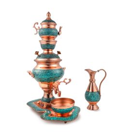 Perzsa türkiz teáskészlet szamovárral