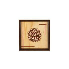 Falikép fából, kerek virágos mintával