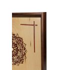 Falikép fából, kerek virágos mintával