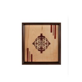 Falikép fából, bordó mintával, csíkokkal