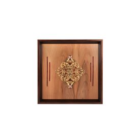 Falikép fából, ornamentikus mintával, csíkokkal