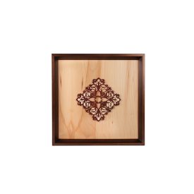 Falikép fából, vörös perzsa mintával