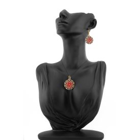 3 részes piros-fekete ékszerszett - kerek