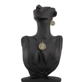 3 részes fekete-türkiz ékszerszett - kerek