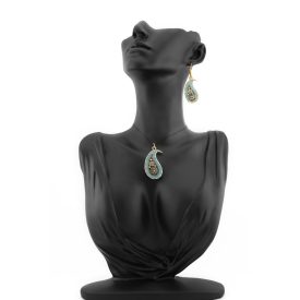 3 részes türkiz-fekete Boteh ékszerszett