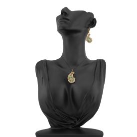 3 részes arany-türkiz Boteh ékszerszett