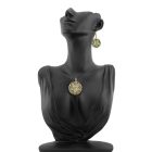 3 részes zöld-fekete ékszerszett - kerek