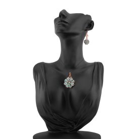 4 részes türkiz berakásos virág ékszerszett