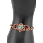 2 részes türkiz berakásos virágos ékszerszett 