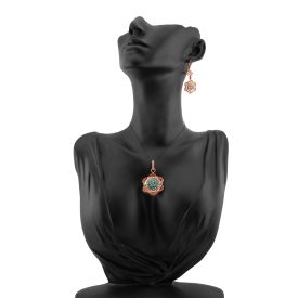 3 részes türkiz berakásos virágos ékszerszett