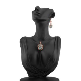 3 részes türkiz berakákos leveles ékszerszett