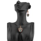 3 részes türkiz berakákos leveles ékszerszett