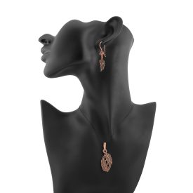 4 részes, levél mintás markazit ékszerszett