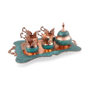 4 személyes perzsa türkiz teáskészlet